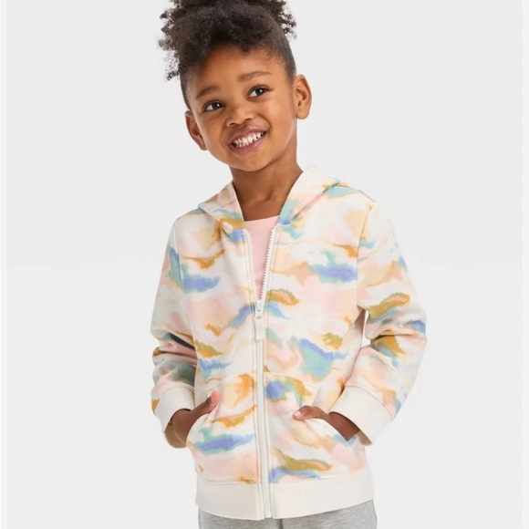 Cat & Jack zip -up tie dye hoodie sweatshirt size 4T, - Picture 1 of 9